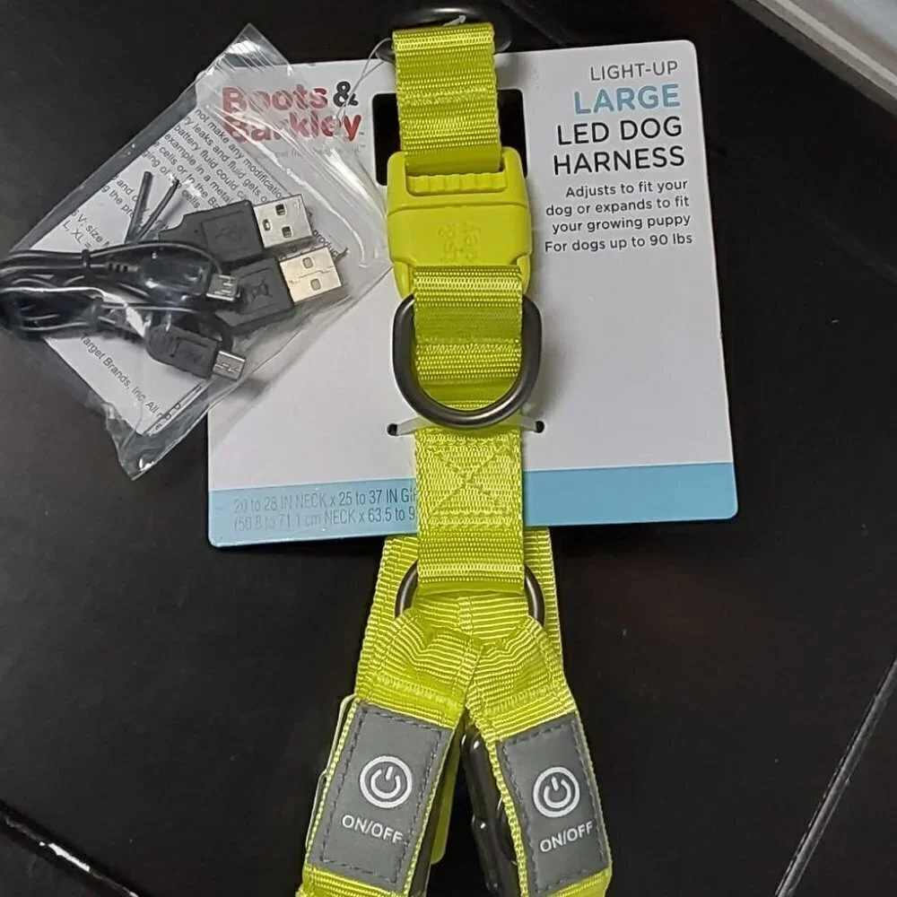 LED Rechargeable Dog Harness Vibrant Green | Boots & Barkley™ | Large